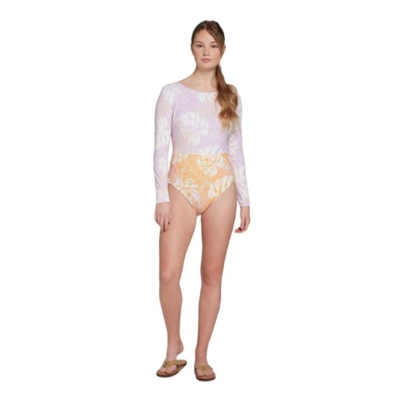 NEW Calia Palm Lavender Orange One Piece Long Sleeve Tummy Control Swim Suit - Picture 15 of 15